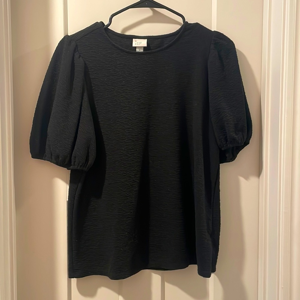 A New Day Black Puff Sleeve Blouse